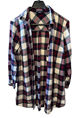 Kadın Pamuklu Ekose Uzun Kollu Gömlek - Görsel 2