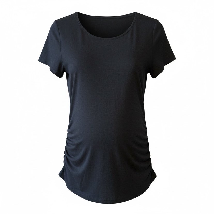 Siyah, kısa kollu, hamile tişörtü - Görsel 2