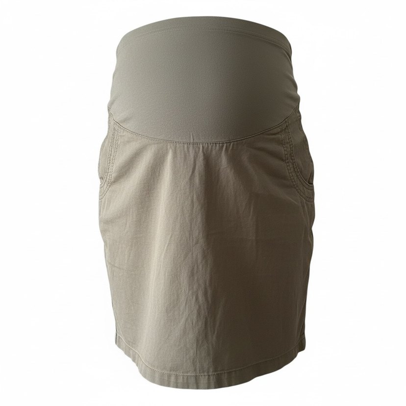 Beli Kemerli Bej Hamile Midi Etek - Görsel 2