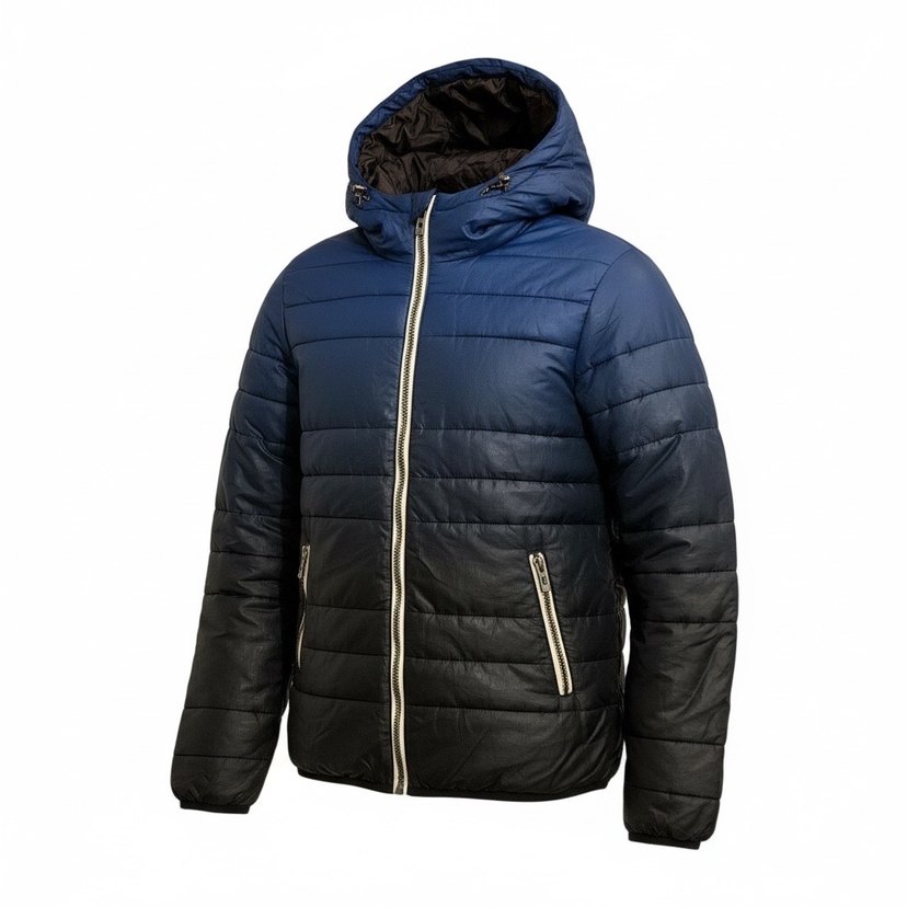 Erkek Lacivert Kapüşonlu Fermuarlı Mont - Görsel 2