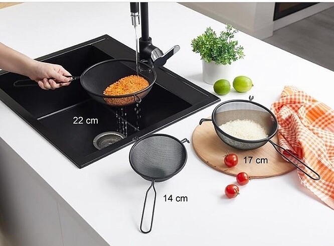 22 cm Siyah Paslanmaz Süzgeç