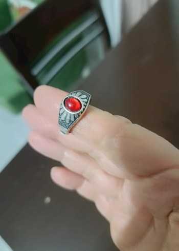 Kırmızı Taşlı Erkek Yüzük - Görsel 3