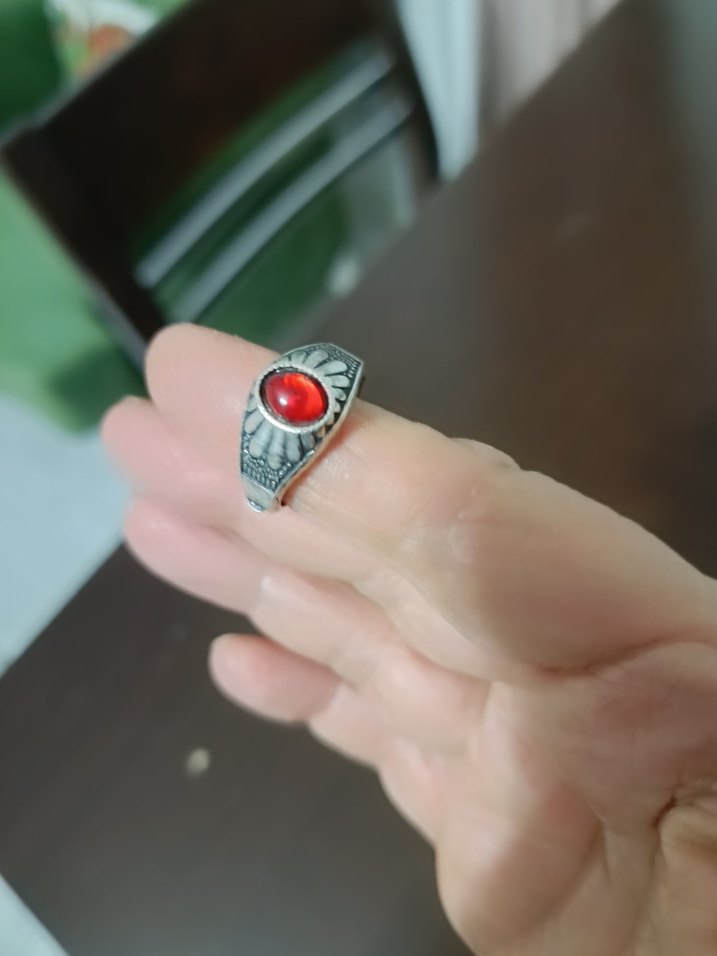 Kırmızı Taşlı Erkek Yüzük - Görsel 3