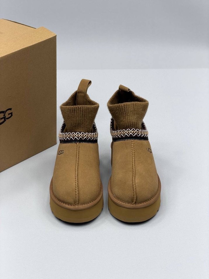 Bej Süet Örgü Detaylı Platform Topuklu Terlik - Görsel 2