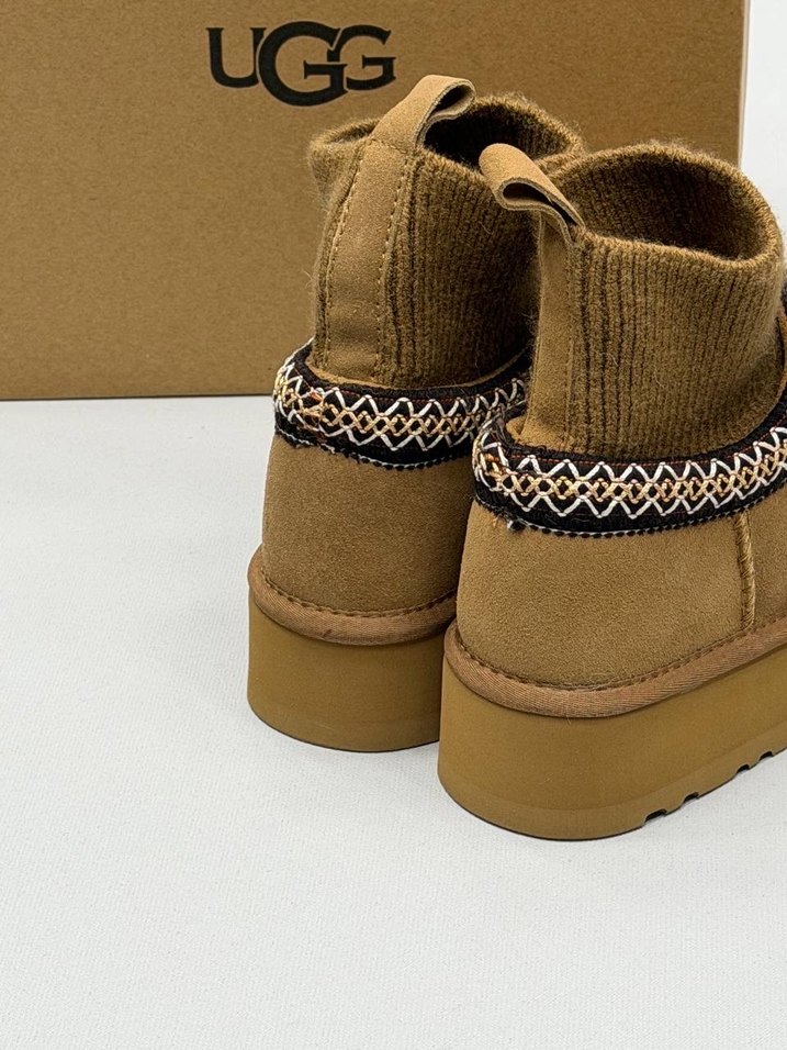 Bej Süet Örgü Detaylı Platform Topuklu Terlik - Görsel 3