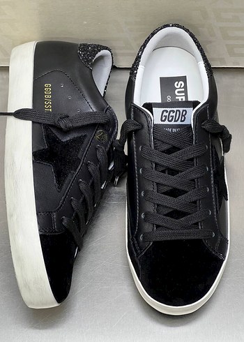 GOLDEN GOOSE Parlak Siyah Leopar Desenli Kadın Spor Ayakkabı - Görsel 4