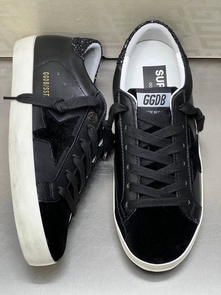 GOLDEN GOOSE Parlak Siyah Leopar Desenli Kadın Spor Ayakkabı - Görsel 4