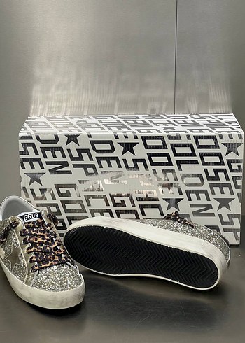 GOLDEN GOOSE Topuklu Gri Yılan Desenli Payetli Kadın - Görsel 3