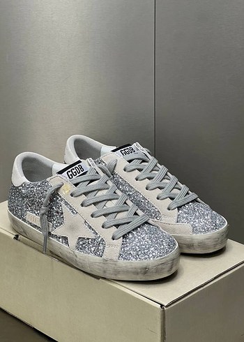 GOLDEN GOOSE Gri Simli Yılan Desenli Platform Topuklu - Görsel 5