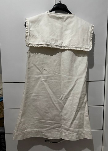 Miss Selfridge Beyaz Kot Bebe Yaka Mini Denim Elbise - Görsel 8