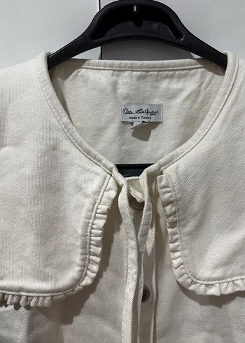 Miss Selfridge Beyaz Kot Bebe Yaka Mini Denim Elbise - Görsel 7