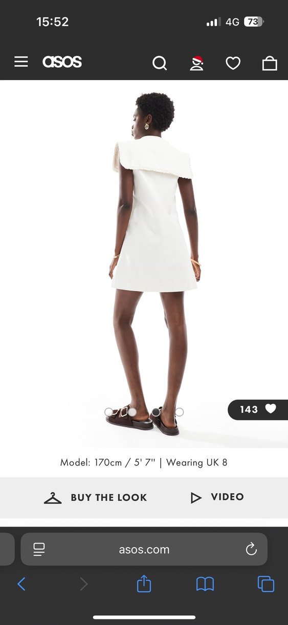 Miss Selfridge Beyaz Kot Bebe Yaka Mini Denim Elbise - Görsel 3