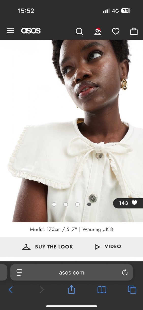 Miss Selfridge Beyaz Kot Bebe Yaka Mini Denim Elbise - Görsel 4