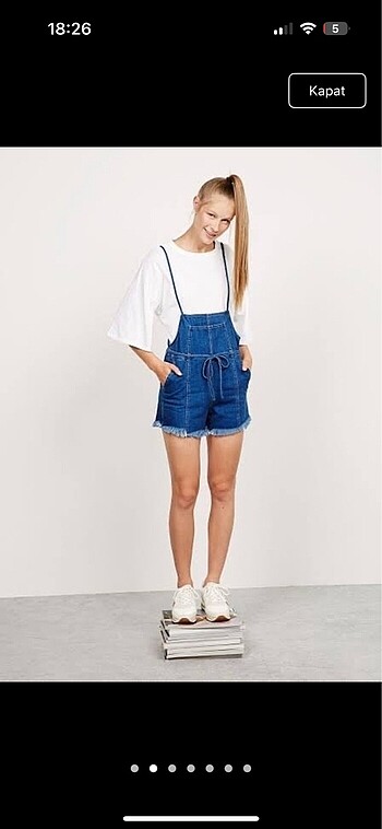 Bershka Bershka Kot Tulum Şort Salopet denim jean