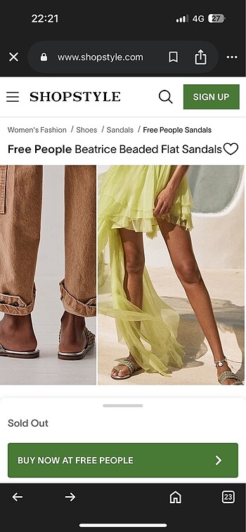 37 Beden Free People Bohem Parmak Arası Terlik