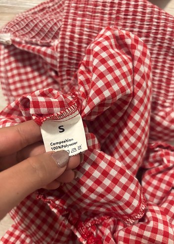s Beden Kırmızı Pötikareli Yelek Bluz ve Şort Takımı