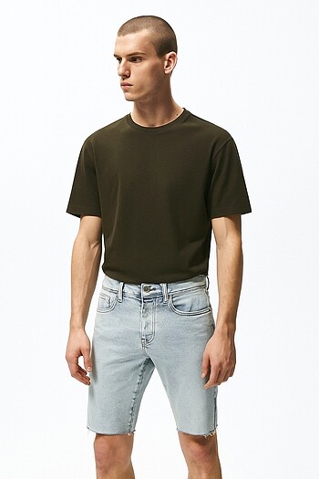 Bershka Cropped Denim Kot Şort Jean