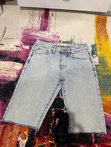 Bershka Bershka Cropped Denim Kot Şort Jean