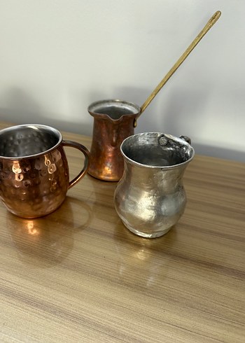 Bakır ve Metal Parlak Kahve Kupaları