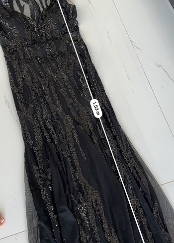 Alfabeta Drapeli Siyah Uzun Gotik Kadın Abiye Elbise