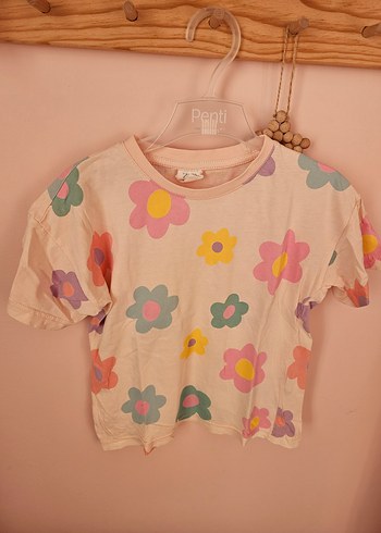 Zara Pembe Çiçek Desenli Bebek Kız Takımı