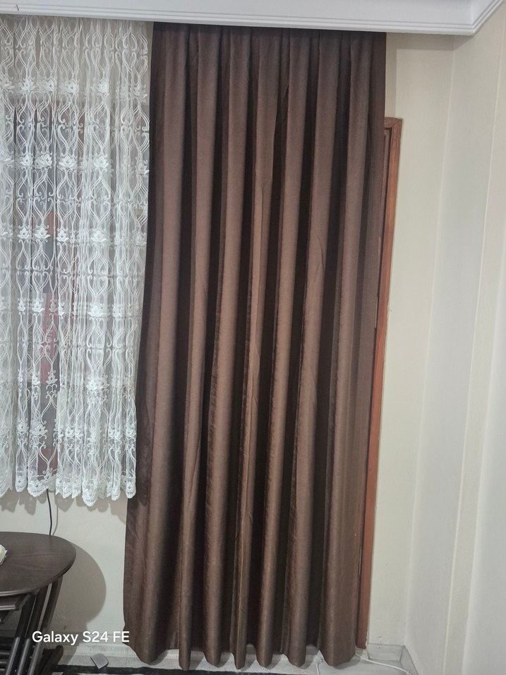 Kahverengi Fon Perde (2 adet) - Görsel 2