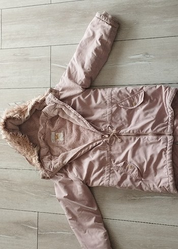 Kız Çocuk Bej Kürklü H&M Kapüşonlu Mont - Görsel 3