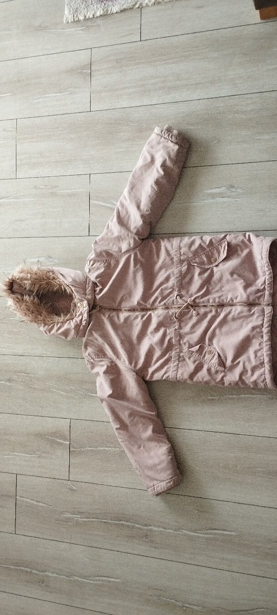 Kız Çocuk Bej Kürklü H&M Kapüşonlu Mont - Görsel 2