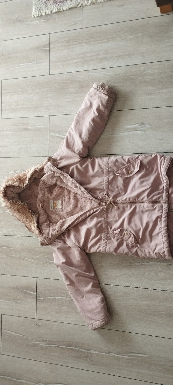 Kız Çocuk Bej Kürklü H&M Kapüşonlu Mont - Görsel 3