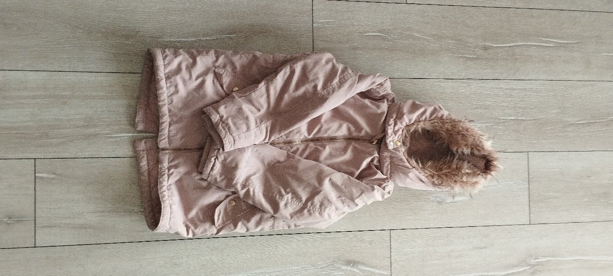 Kız Çocuk Bej Kürklü H&M Kapüşonlu Mont - Görsel 5