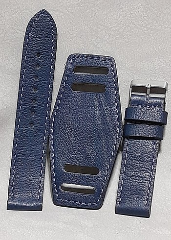 22 mm lacivert deri saat kordonu gerçek deridir - Görsel 5