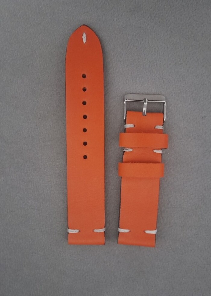 22 mm turuncu  el yapımı deri kordon   - Görsel 2
