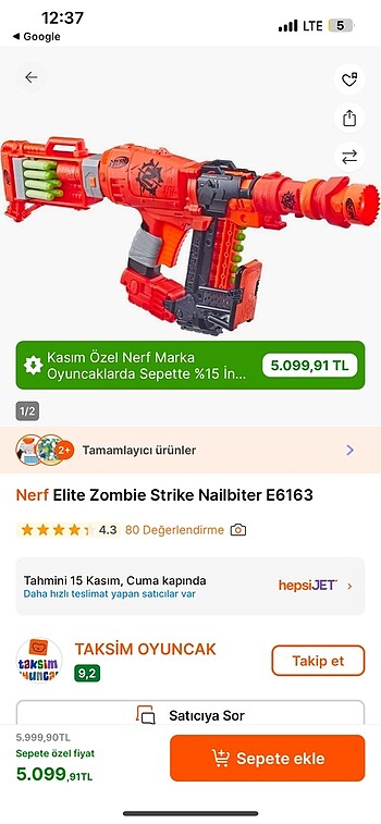  Beden Renk Nerf Elite Zombie Strike Büyük Boy