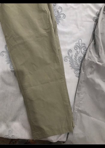 Bej ve Gri Basic Keten Rahat Pantolon - Görsel 3