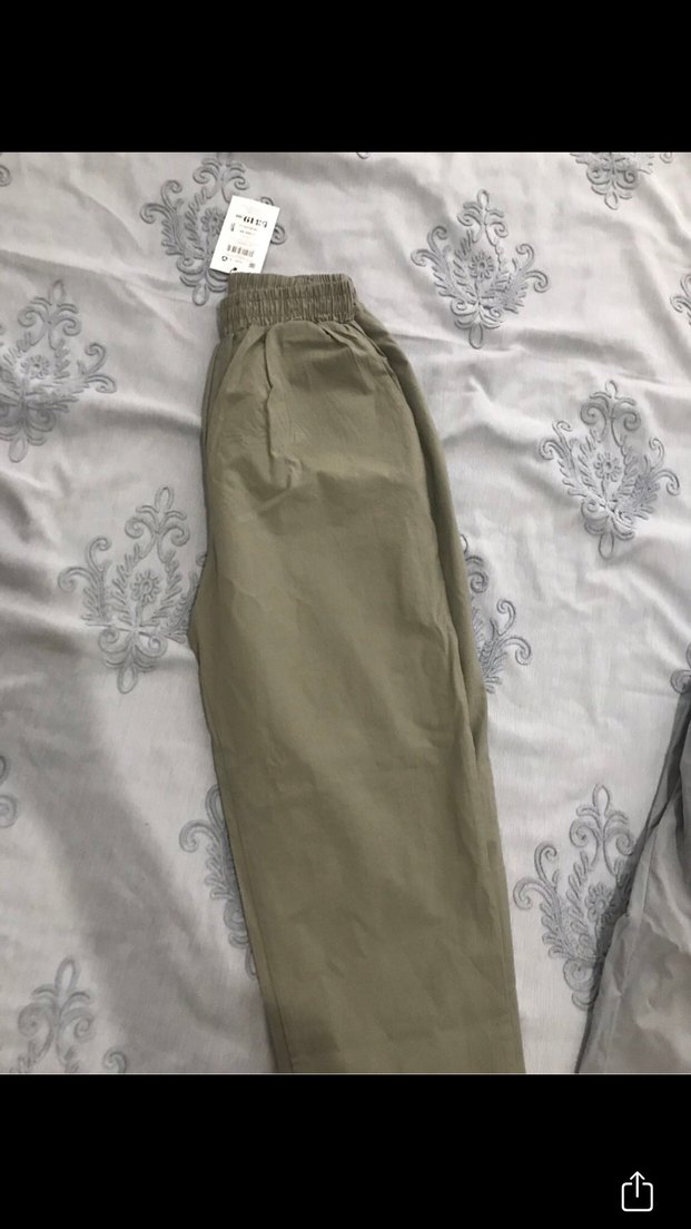 Bej ve Gri Basic Keten Rahat Pantolon - Görsel 2