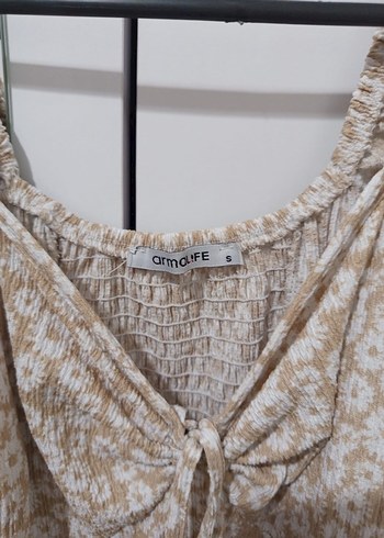 Bej Çiçek Desenli Bohem Mini Elbise - Görsel 2