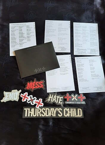  Txt Thursday's Child Lyrics card ve sticker seti
