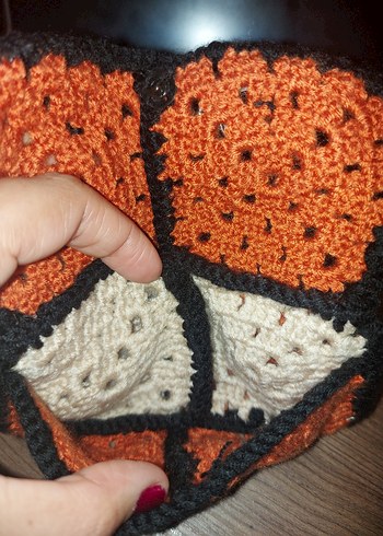 Kahverengi Örgü Kadın Portföy Çanta - Görsel 7