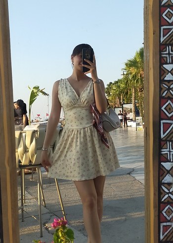 xs Beden sarı Renk Sarı Çiçekli Bohem Midi Elbise