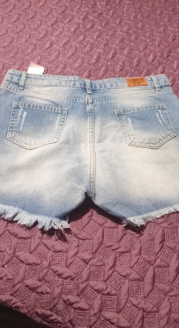 Düğmeli Mavi Tie-Dye Kot Şort - Görsel 2