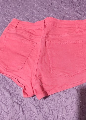 Kadın Pembe Mini Kot Şort - Görsel 3