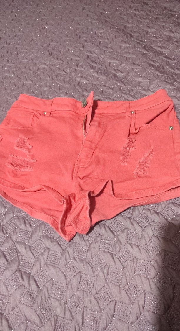 Kadın Pembe Mini Kot Şort - Görsel 4