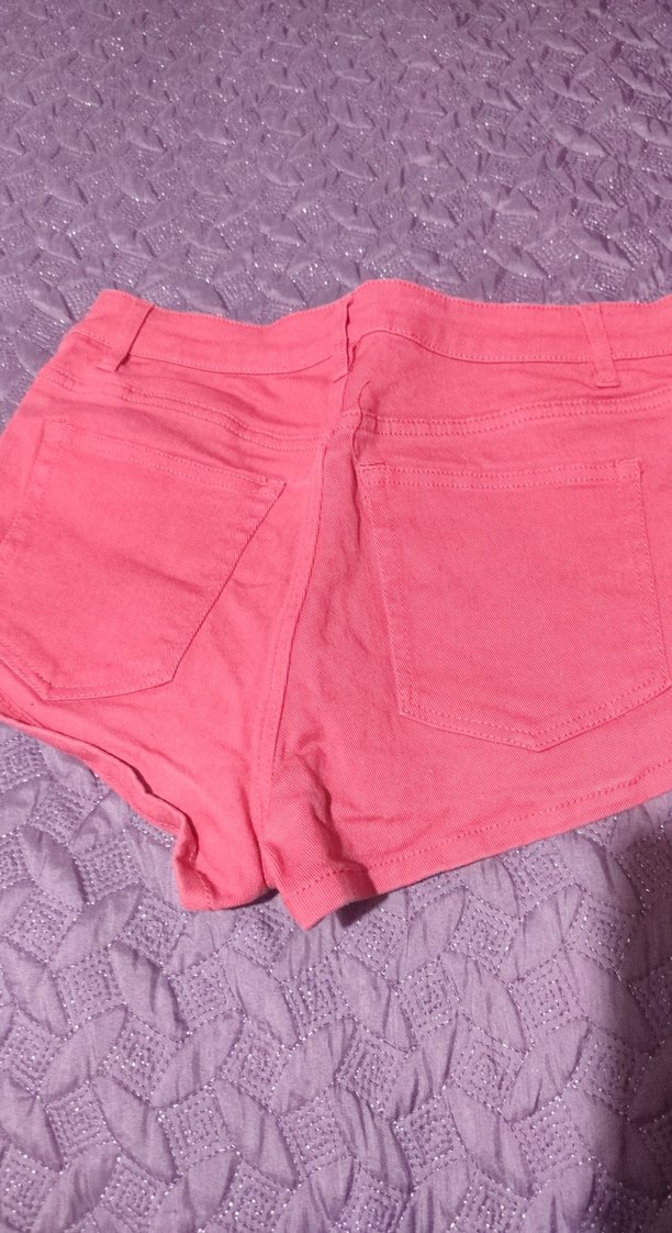 Kadın Pembe Mini Kot Şort - Görsel 3