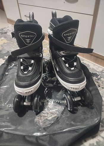 Sportaj Siyah-Yeşil LED Işıklı Inline Paten - Görsel 2