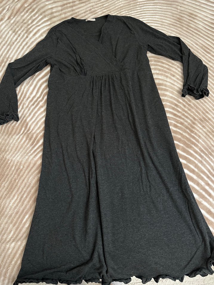 Gri Uzun Kollu Lohusa Elbisesi - Görsel 5