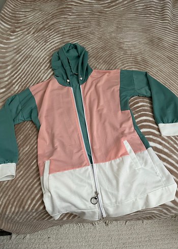 Renk Bloklu Kapüşonlu Tunik Hırka - Görsel 3