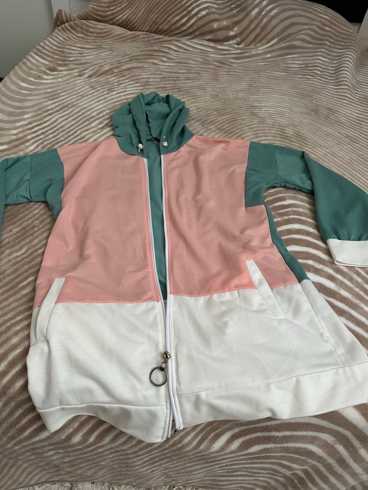 Renk Bloklu Kapüşonlu Tunik Hırka - Görsel 2