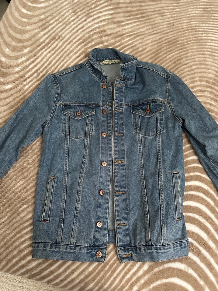 Kadın Mavi Düğmeli Denim Ceket - Görsel 3