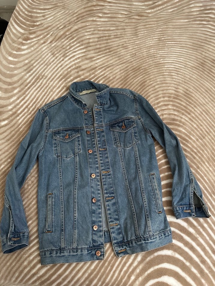 Kadın Mavi Düğmeli Denim Ceket - Görsel 2