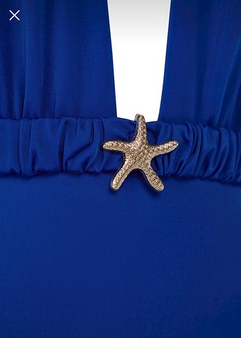 Saks Mavisi Büzgülü Kemerli Kadın Mayo - Görsel 5